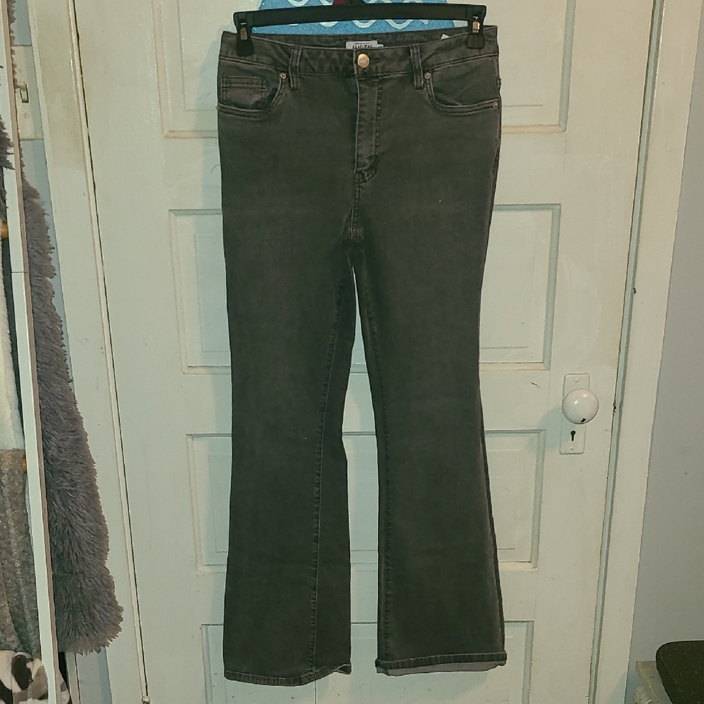 refuge Black Flare Wide-Leg Jeans